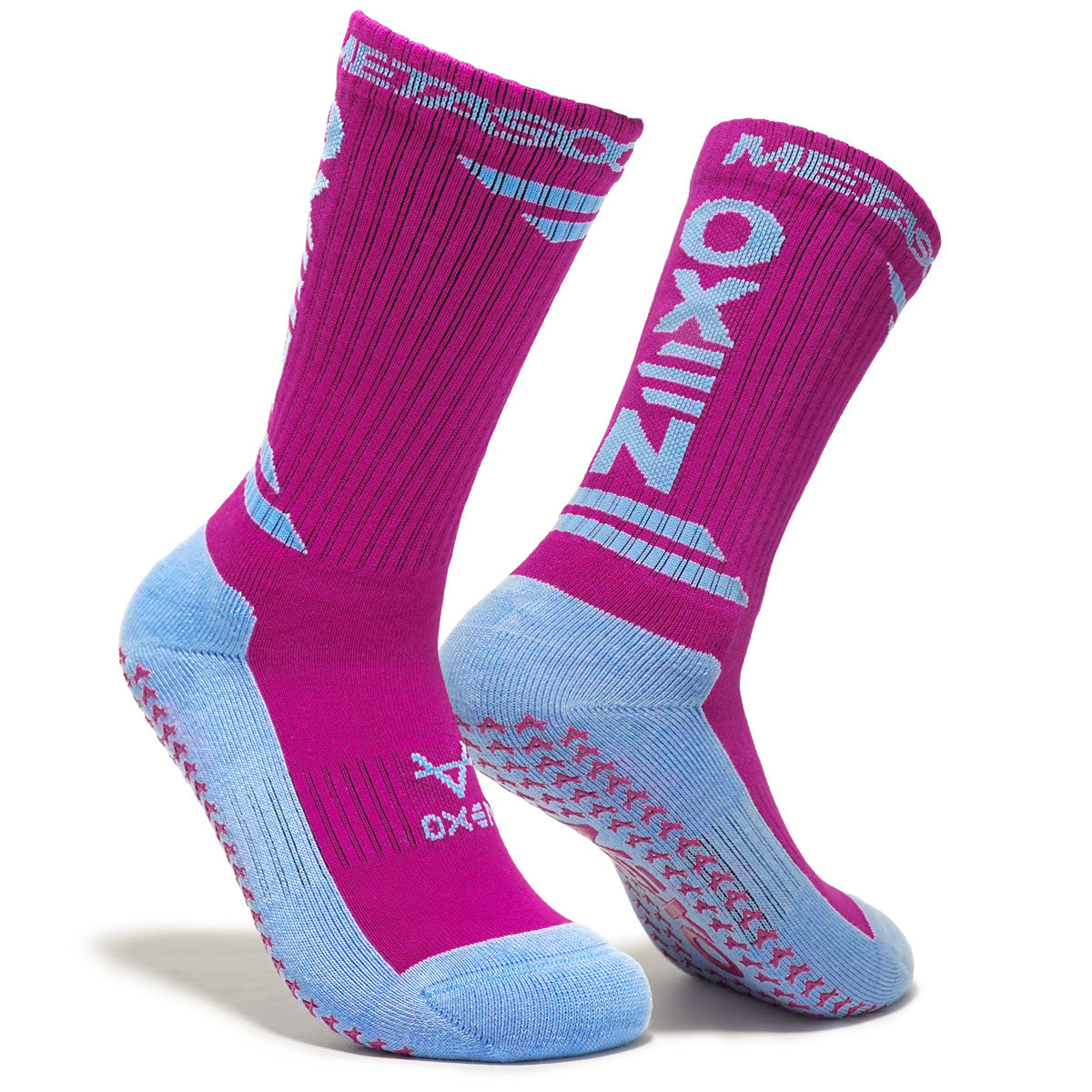 Oxen Meta Grip Socks in Purple Haze – crew-length anti-slip football grip socks for adults