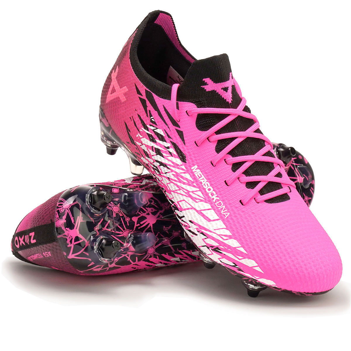Pink and black Oxen Metasock AG youth artificial grass football boot