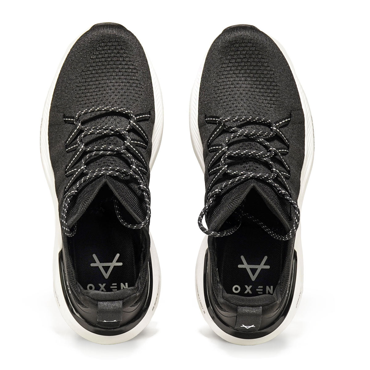 Oxen React 2.0 black trainer, heel and TPU support cage detail