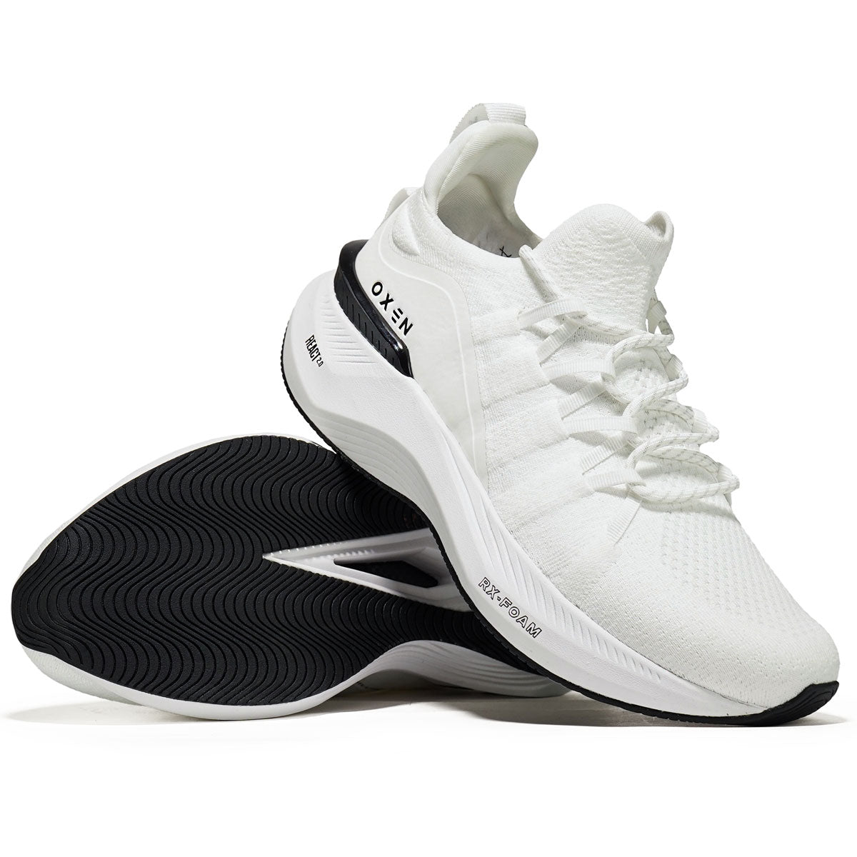Oxen React 2.0 training shoe in white, lateral side profile